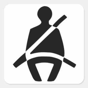 Seat Belt Symbol Square Sticker