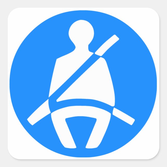 Seat Belt Symbol Square Sticker (Front)