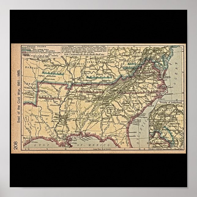 Seat of Civil War, 1861-1865 Map Poster (Front)