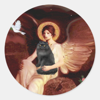Seated Angel - Black Persian cat Classic Round Sticker