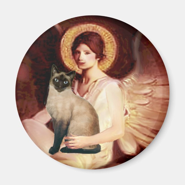 Seated Angel - Seal Point Siamese cat Magnet (Front)