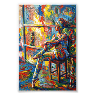 Seated Ballerina in Vibrant CoBrA Art Photo Print