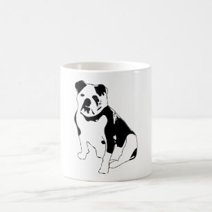 Seated Bulldog Portrait Black and White Artwork Coffee Mug