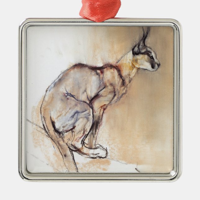 Seated Caracal 2009 Metal Tree Decoration (Front)