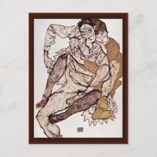 Seated Couple By Schiele Egon Postcard