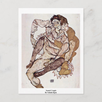 Seated Couple By Schiele Egon Postcard