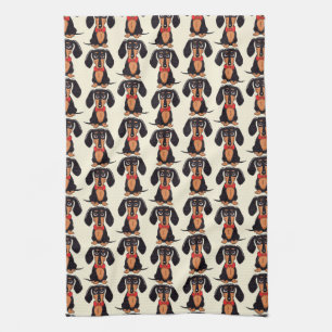 Seated Dachshund Kitchen Towels