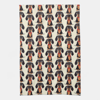 Seated Dachshund Kitchen Towels