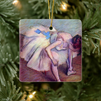 Seated Dancer by Edgar Degas, Vintage Ballet Art Ceramic Ornament