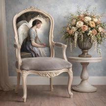 Seated Garden Angel Soft Ivory Vintage Decoupage