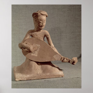 Seated musician playing a lute, from poster