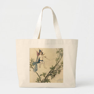 Seated on a Spider's Thread Large Tote Bag