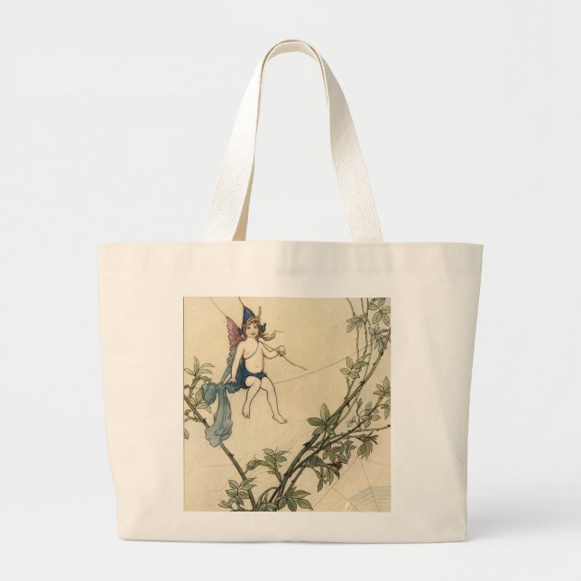 Seated on a Spider's Thread Large Tote Bag (Front)