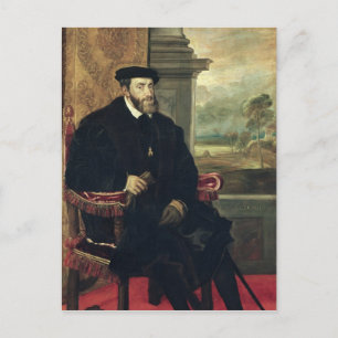 Seated Portrait of Emperor Charles V 1548 Postcard