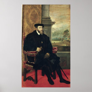 Seated Portrait of Emperor Charles V  1548 Poster