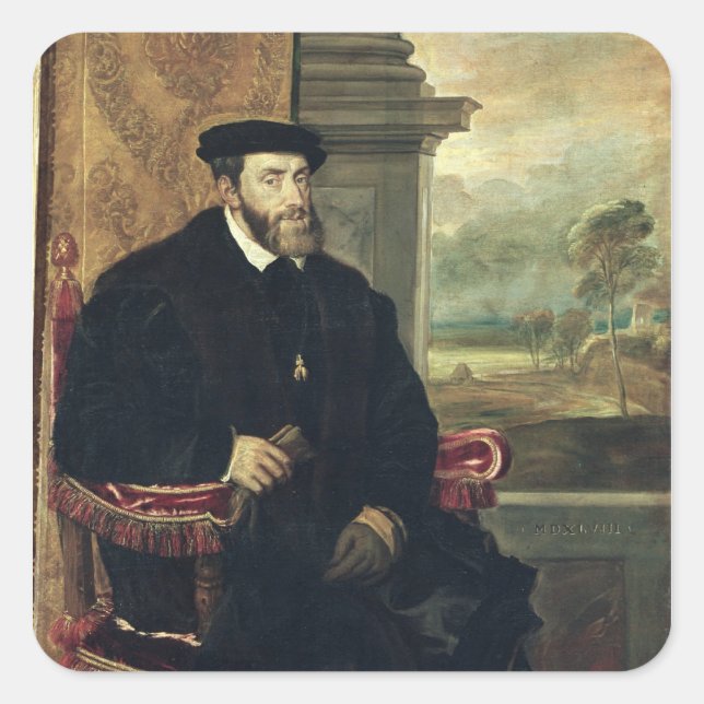 Seated Portrait of Emperor Charles V  1548 Square Sticker (Front)