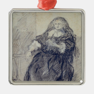 Seated Saskia with a letter in her left hand Metal Tree Decoration