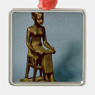 Seated statue of Imhotep  holding an open Metal Tree Decoration