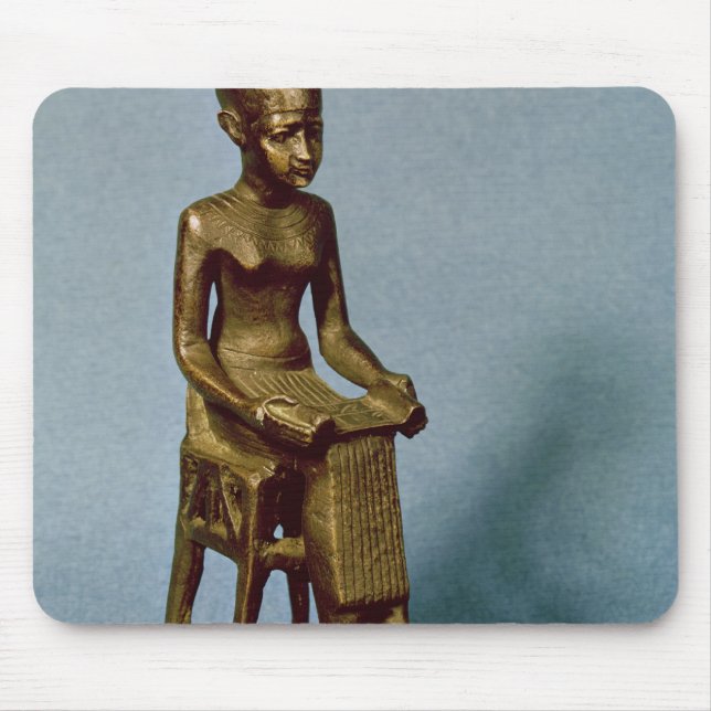 Seated statue of Imhotep  holding an open Mouse Mat (Front)