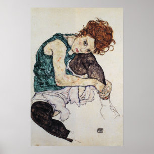 Seated woman, Egon Schiele, 1917, 16W x 24H Poster