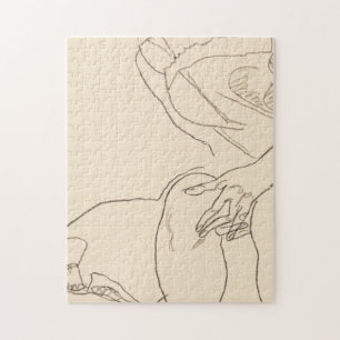 Seated Woman In Corset And Boots 1918 Egon Schiele Jigsaw Puzzle