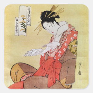 Seated Woman Reading Square Sticker