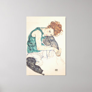 Seated Woman With Head On Knee Canvas Print