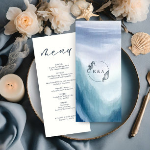 SEATERNAL Ocean Waves Nautical Monogram Wedding Menu