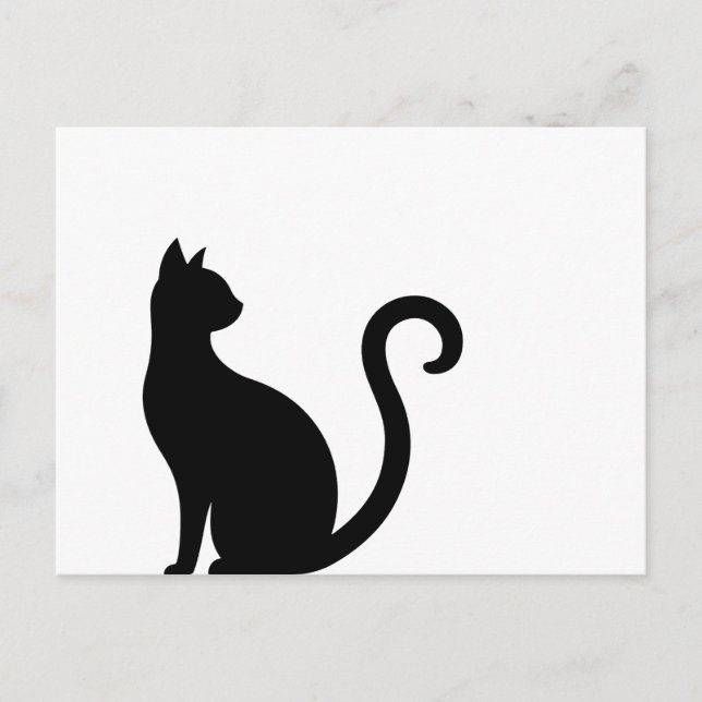 Seating black cat postcard (Front)