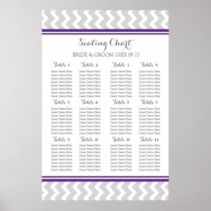 Seating Chart 12 Tables 96 Guest Plum Grey Chevron