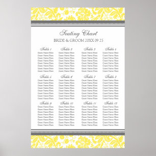 Seating Chart 12 Tables 96 Guest Yellow Damask