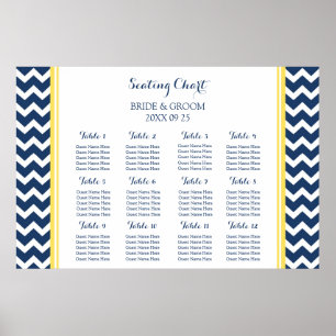Seating Chart 12 Tables Yellow Blue Chevron
