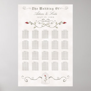 SEATING CHART 151-200   Elegant Red Rose Wedding