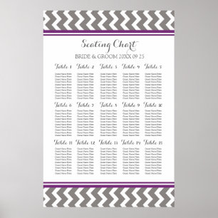 Seating Chart 15 Table 150 Guest Plum Grey Chevron