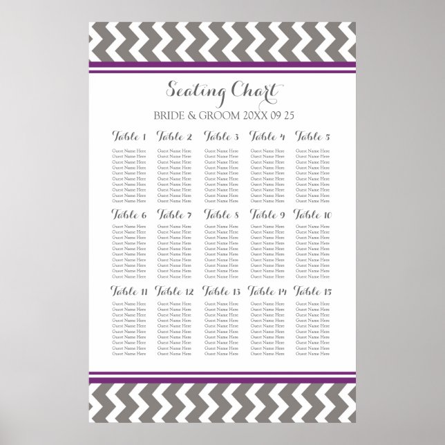 Seating Chart 15 Table 150 Guest Plum Grey Chevron (Front)