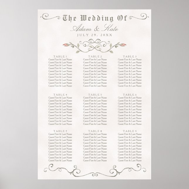 SEATING CHART 61 - 90 | Elegant Beauty Wedding (Front)