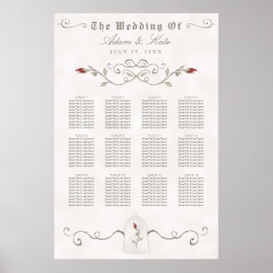 SEATING CHART 81-120   Elegant Red Rose Wedding