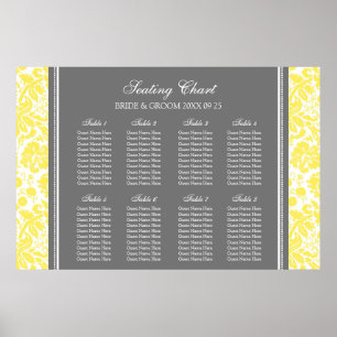 Seating Chart 8 Tables Yellow Grey Damask