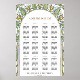 Seating Chart Birds of Paradise Vintage Wedding