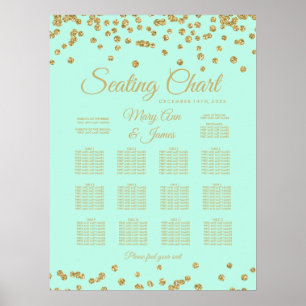 Seating Chart Gold Faux Glitter Confetti Mint