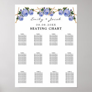 Seating Chart Gold Geometric Blue Floral Wed 120