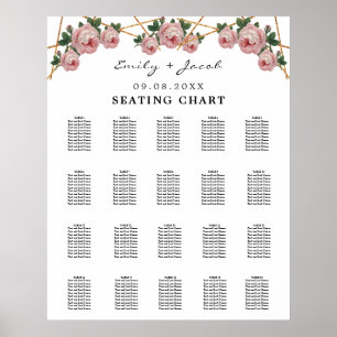 Seating Chart Gold Geometric Pink Floral Wed 200