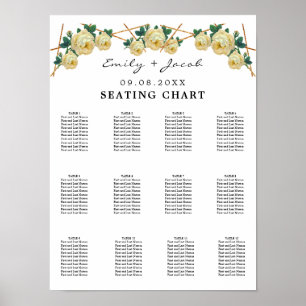 Seating Chart Gold Geometric Yellow Floral Wed 120