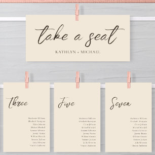 Seating Chart Header Beige Modern Script Card