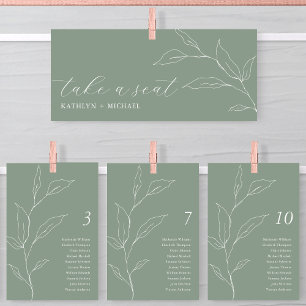 Seating Chart Header Green Leaf Modern Card