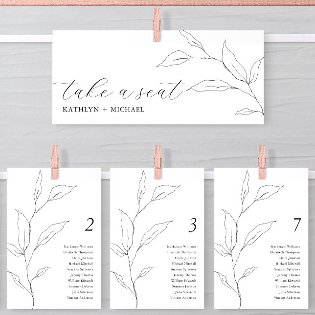 Seating Chart Header Greenery Modern Leaf Card (Creator Uploaded)