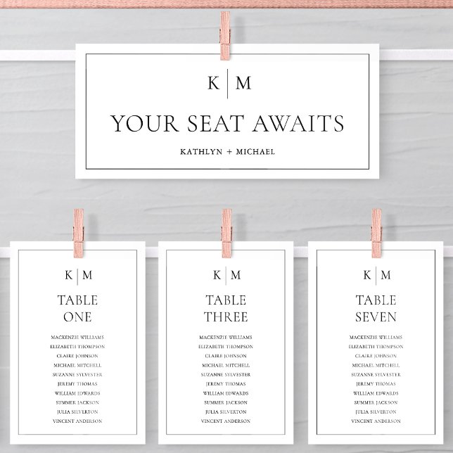 Seating Chart Header Minimalist Monogram Card (Creator Uploaded)