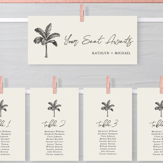 Seating Chart Header Minimalist Palm Tree Card (Creator Uploaded)