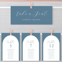 Seating Chart Header Modern Dusty Blue Script Card
