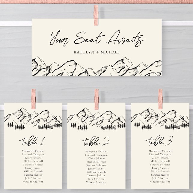 Seating Chart Header Modern Mountain Outdoor Card (Creator Uploaded)